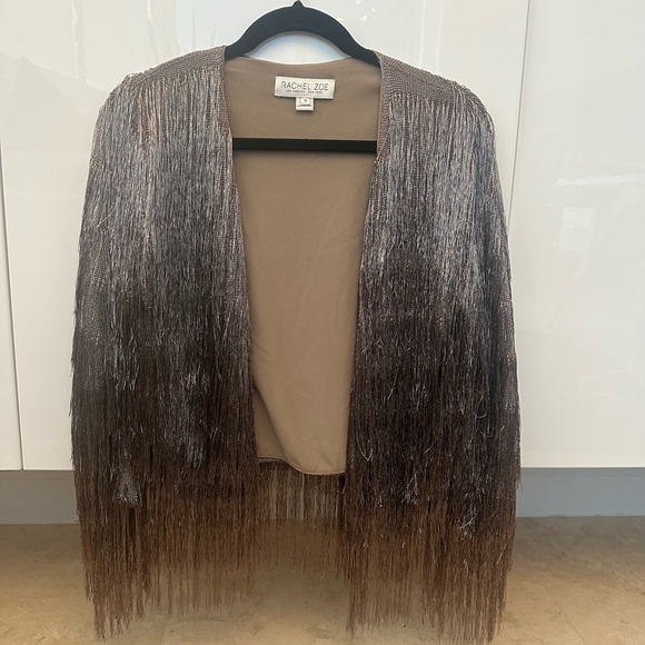 Rachel Zoe Shimmering Fringe Cardigan - Gold - Picture 4 of 9